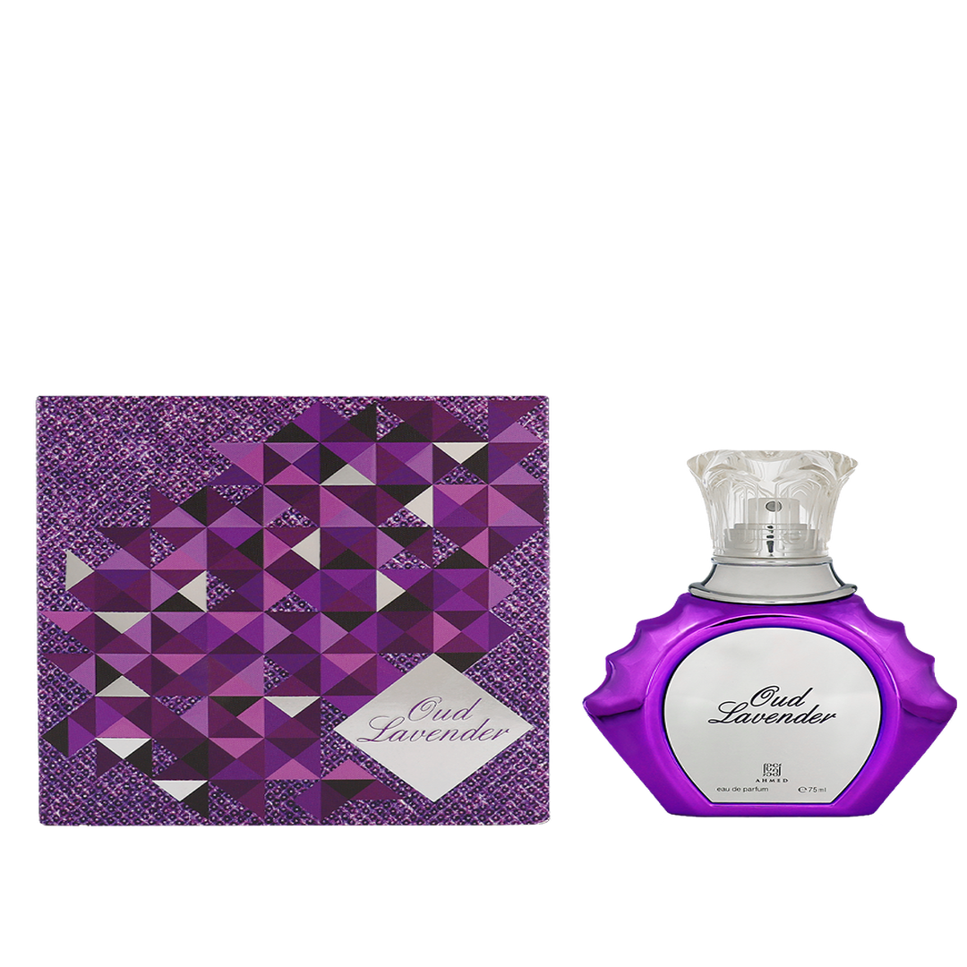 Ahmed Al Maghribi Oud Lavender: frasco y caja (packaging original)