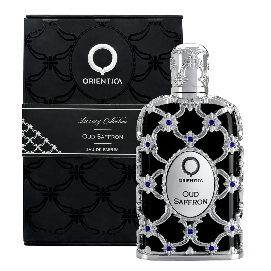 Orientica Oud Saffron: frasco y caja (presentación original)