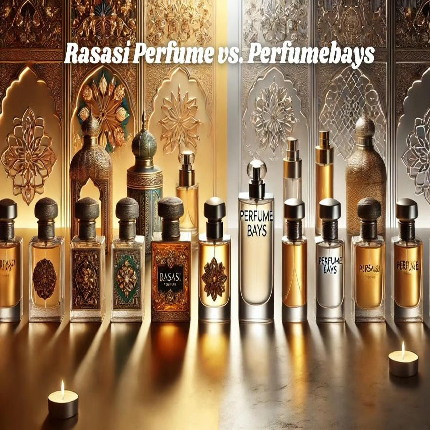 Selección de perfumes árabes Rasasi – frascos y presentaciones (vista general)