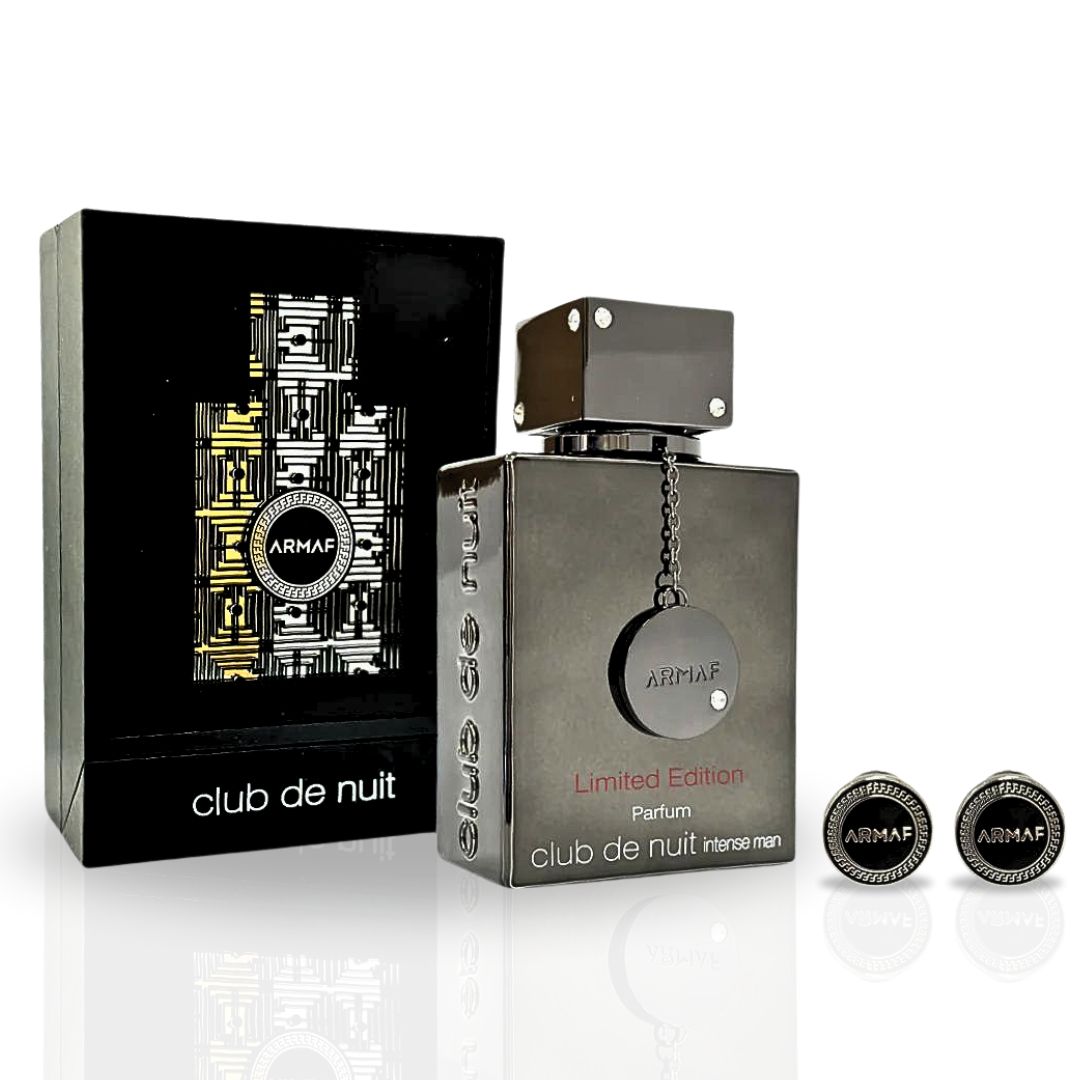 Perfume árabe Armaf Club de Nuit Intense Man Limited Edition Parfum con frasco y caja (vista frontal)