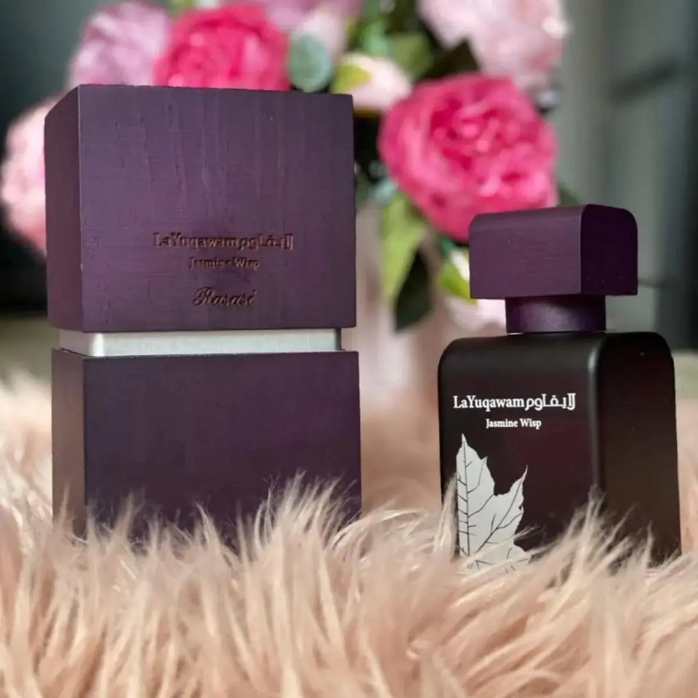 Rasasi La Yuqawam Jasmine Wisp con frasco y caja (pack completo)